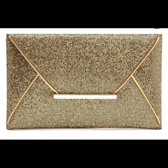 Cutch Envelope Purse Gold Handbag Evening/Day Bag - Picture 1 of 4
